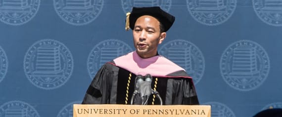 PHILADELPHIA, PA - MAY 19:  Singer-songwriter John Legend receives an honorary Doctor of Music during University of Pennsylvania's 258th Commencement ceremony at Franklin Field on May 19, 2014 in Philadelphia, United States.  (Photo by Gilbert Carrasquillo/Getty Images)