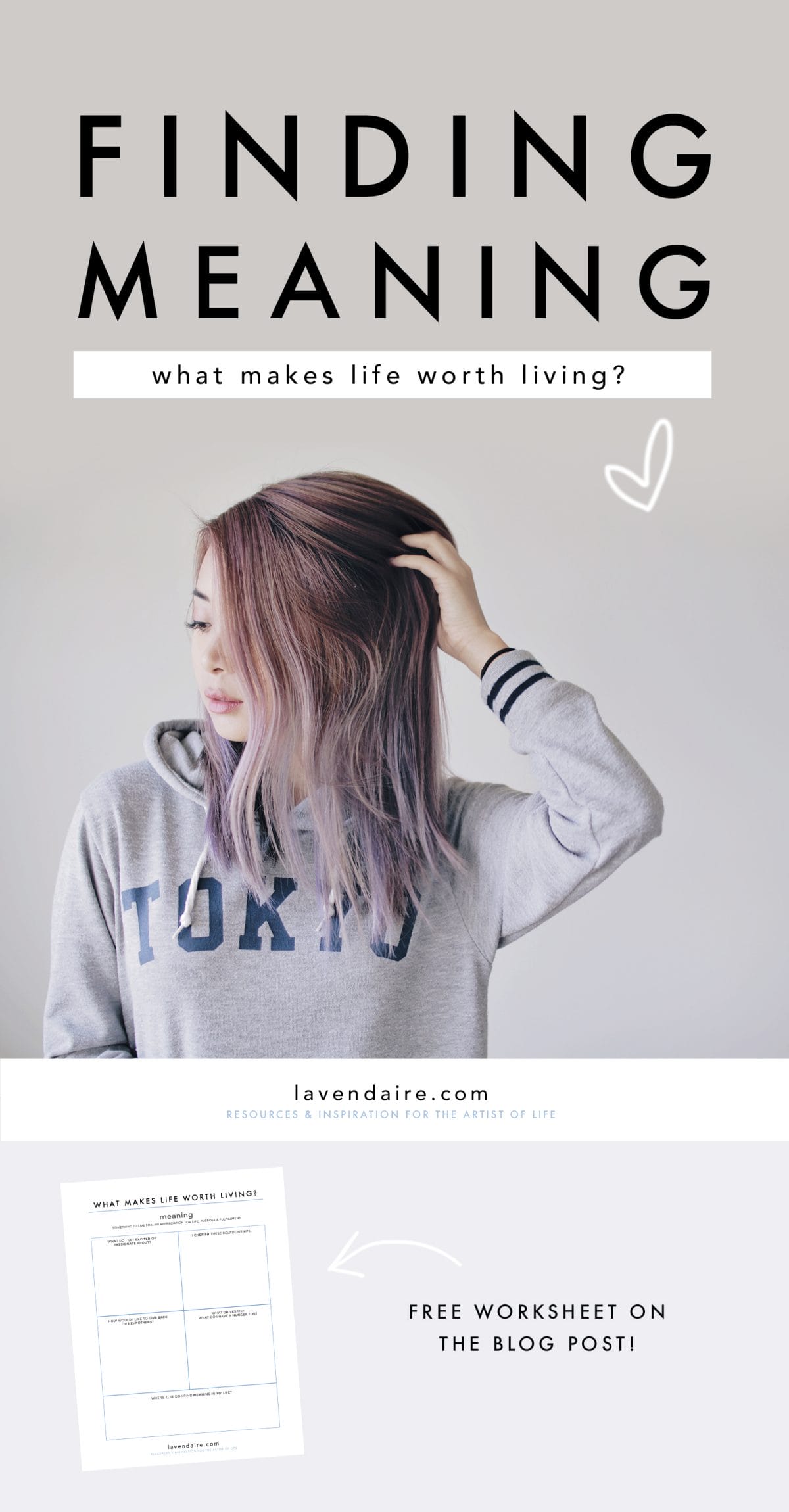 Free worksheet on finding meaning in life | lavendaire lifestyle design & personal growth